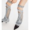 Women Harajuku Suspender Flared Leg Warmer Aesthetic Punk Garters Stockings Hollow Out Fishnet Leg Cover Streetwear