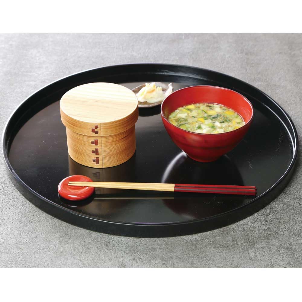Yamako Wooden Round x 17289 Tray, Clear, 17.9 H1.2cm,