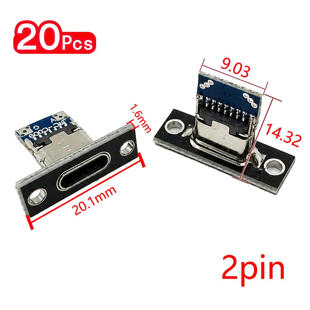 5/20pcs Type-C Jack Type-C 2/4 Pin Female Connector Jack Charging Port Type C Socket Electrical Charging Base With Fixing Plate