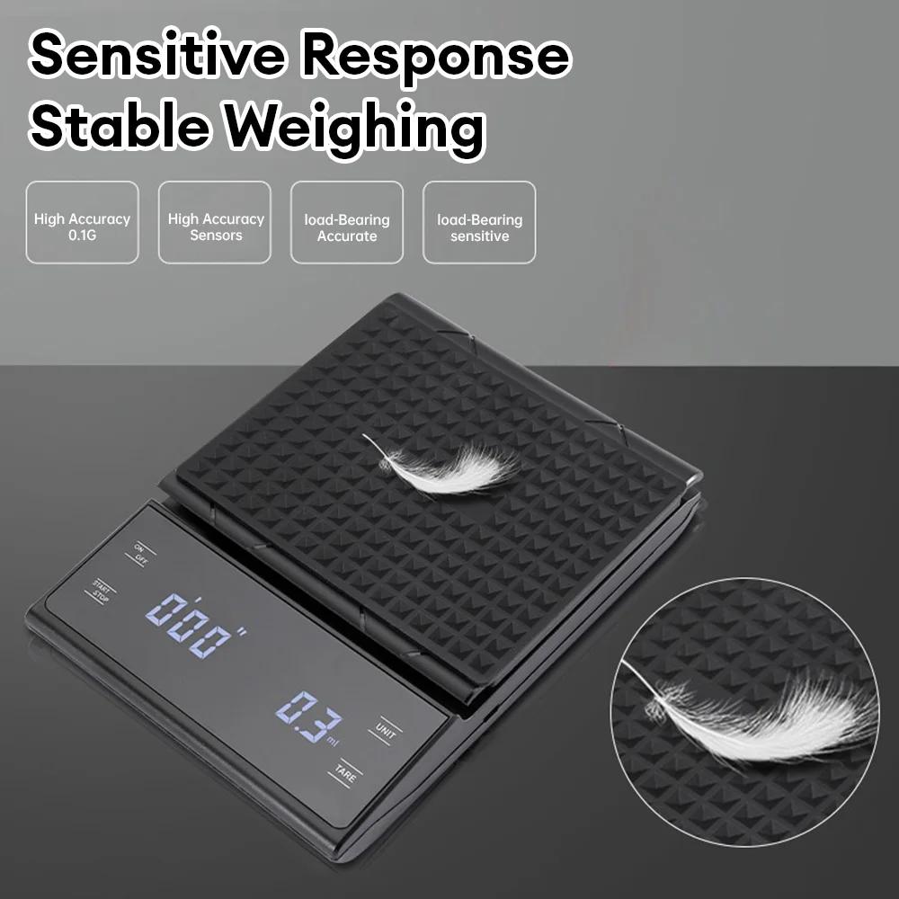 Waga do kawy 3kg/0.1g Wysoka precyzja Pour Over Drip Espresso Waga z podświetlanym wyświetlaczem LCD Akcesoria kuchenne z timerem