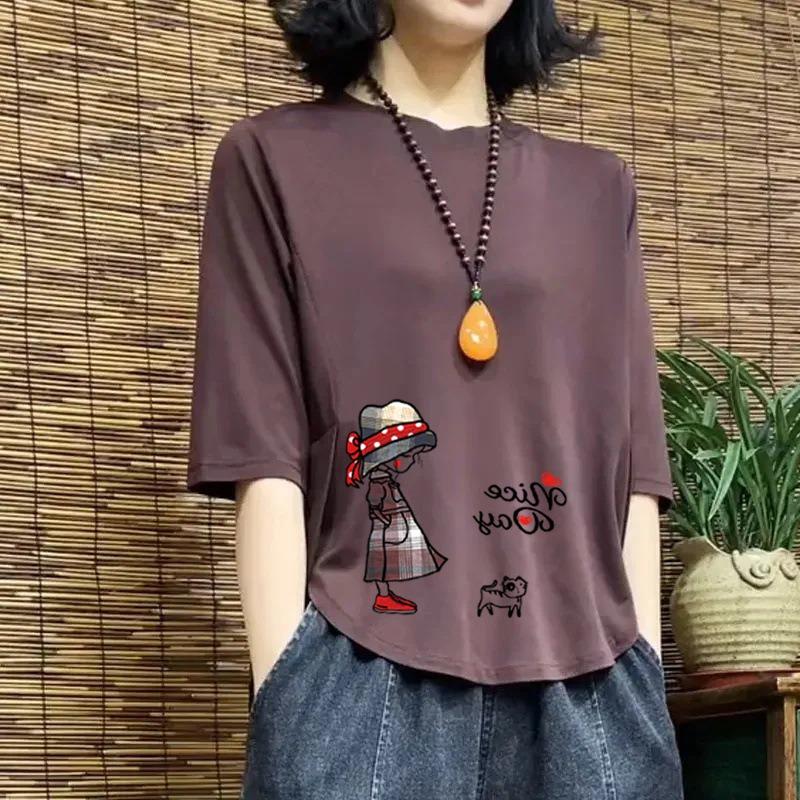 Irregularly Designed New Style Mid-sleeve Summer Shirt