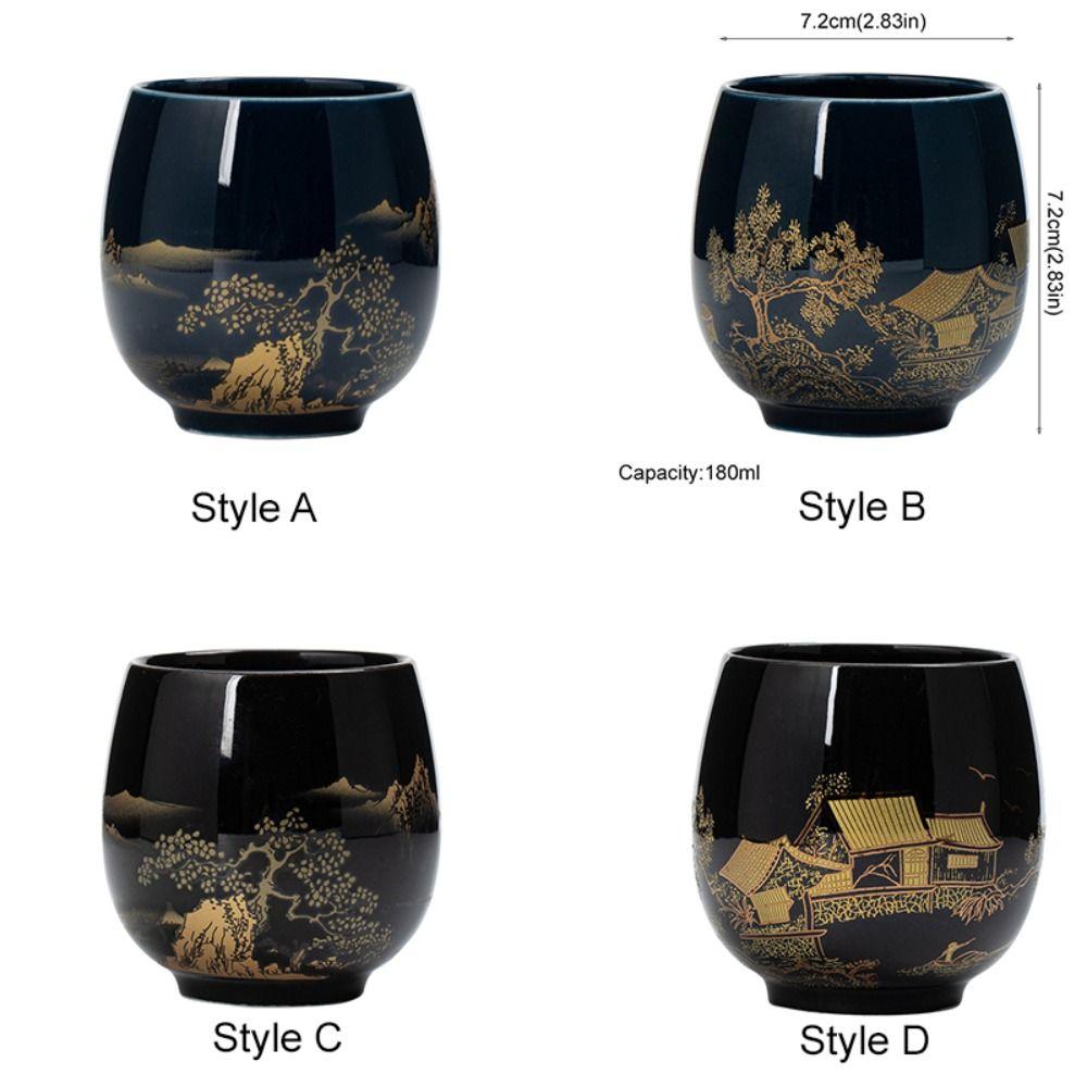 2pcs Elegant Japanese-style Ceramic Teacup with Glaze 180ml Simple Master Mug Smooth Surface Retro Kung Fu Tea Cup Tea Room