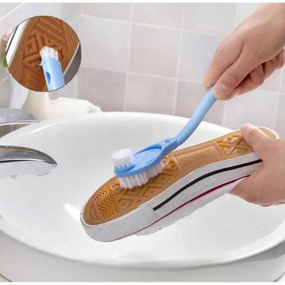 1 Pcs New Double-headed Long-handled Shoe Brush Shoe Polisher Toilet Washing Dishes Shoe Cleaning Brush Household Cleaning Tools