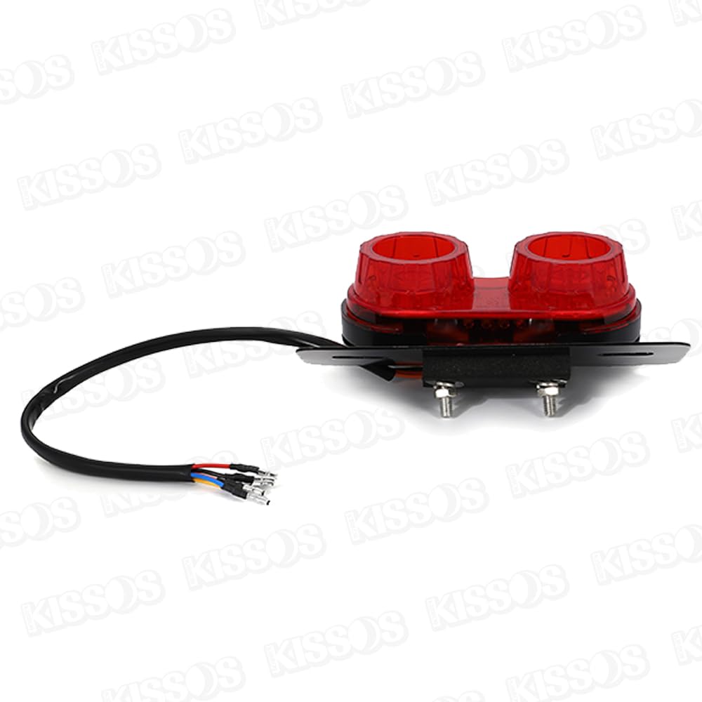 Motorcycle LED Twin Tail Lights with Integrated License and Turn 12V Universal Mounting Bracket Brake, Plate, Signals, (Red)
