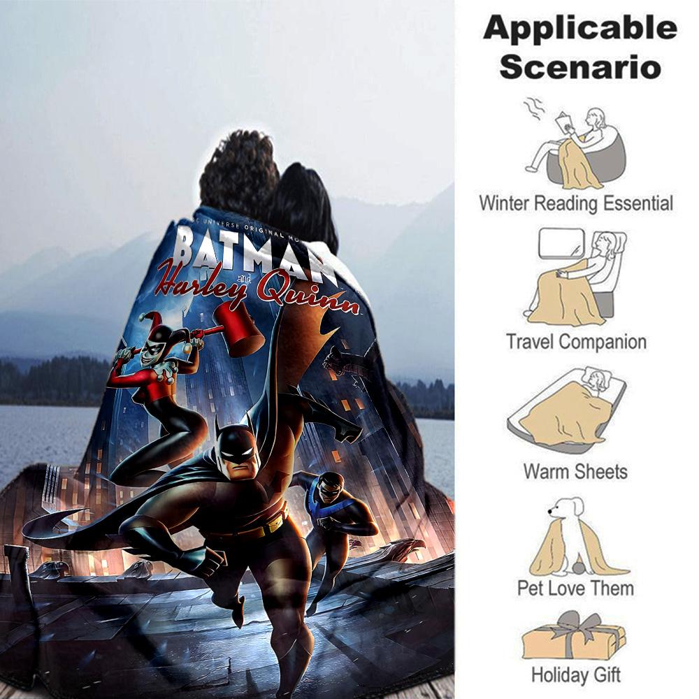 Batman Vs Harley Quinn Flannel Blanket Super Soft Warm Cozy Blanket For Sofa Bed Office Travel Allseason Home Decor Gift