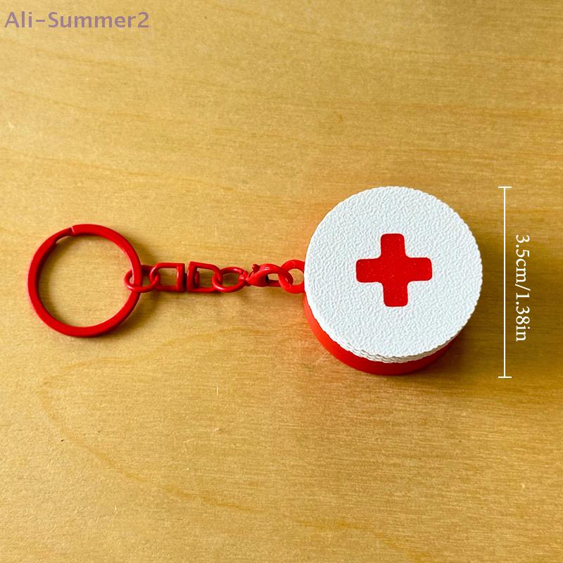 Mini Sliding Pill Box With Keychain Capsule Cross Symbols Portable Plastic Medicine Case Pill Holder Daily Use Emergencies