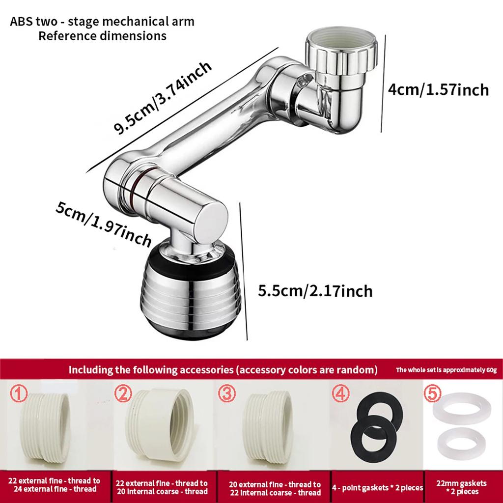 Rotatable Extension Faucet Sprayer Head Water Tap Nozzle Universal Bathroom Tap Extend Adapter Aerator 2 Spray Modes Faucet