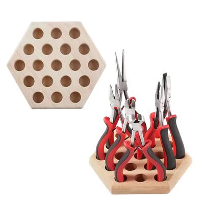 Hexagonal Shapes Wood Plier Racks Wood Pliers Storage Rack Practical Plier Organization Holders for Workbench
