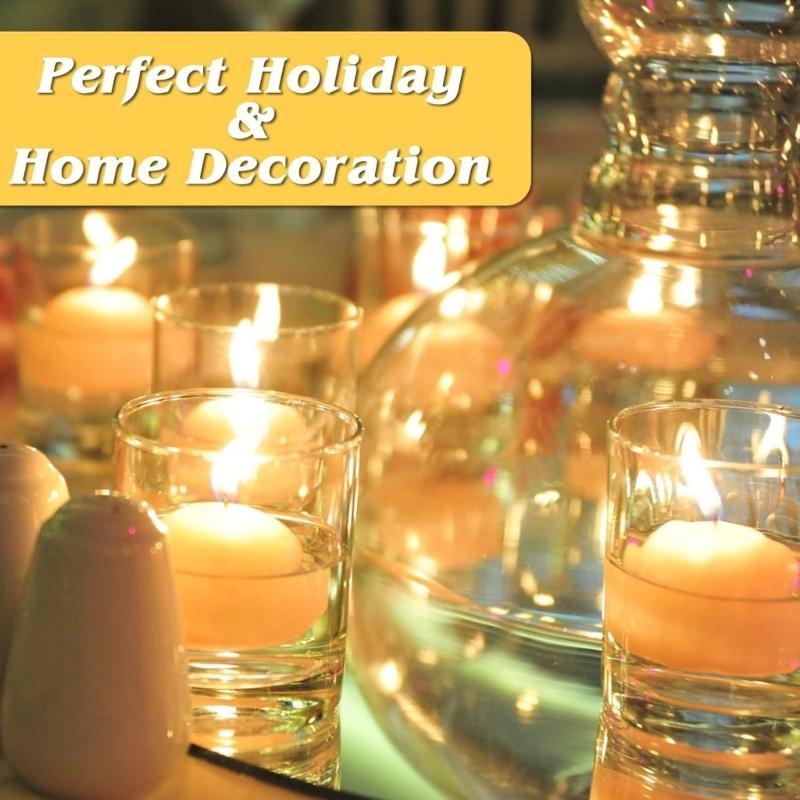 White Floating Candle, Unscented SoyWax Waterproof Tealights for Pool, Spa, Bathtub Decoration, 3.5-4 Hour Burn Time