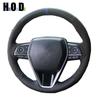 Car Steering Wheel Cover For Toyota Camry 2018- RAV4  Avalon  Corolla - Hand-Sewing Black  Leather