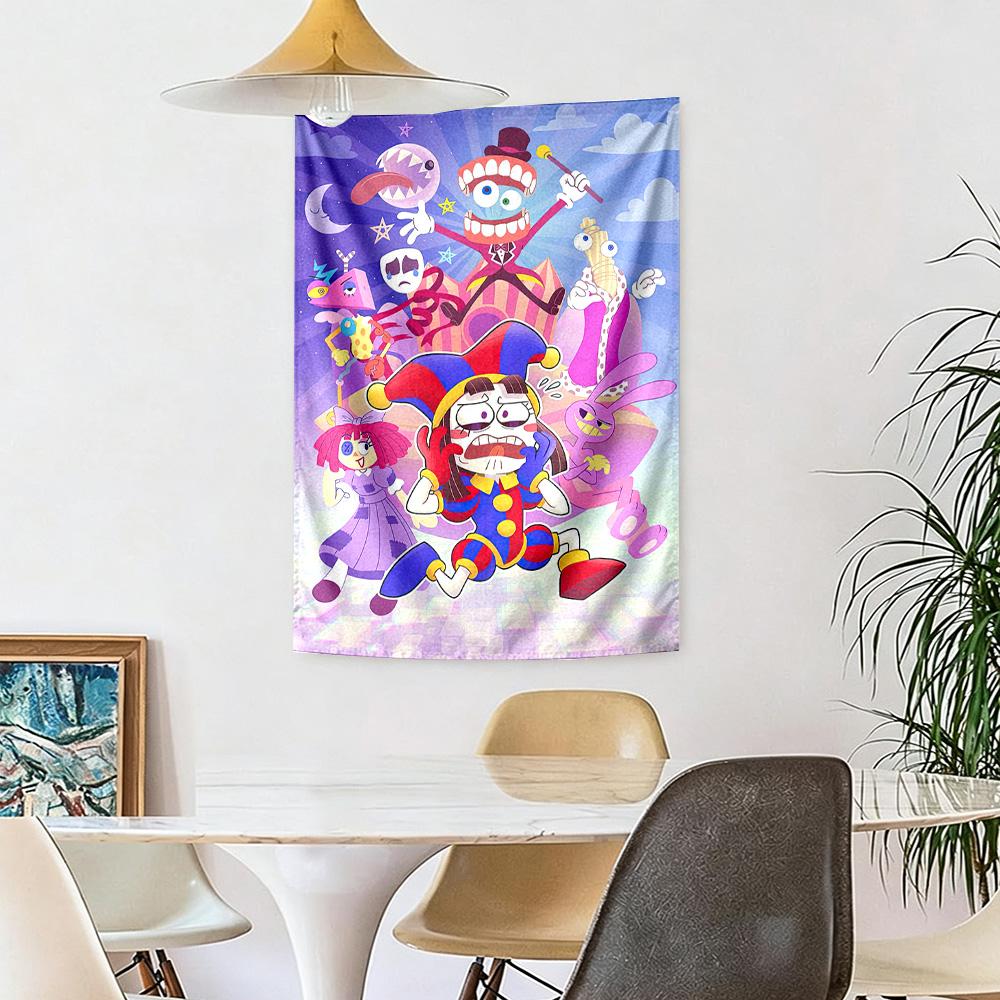Digital Circus Game Wall Decor Tapestry Art For Pet Memorial Birthdaywedding Party Backdrop Family Gift