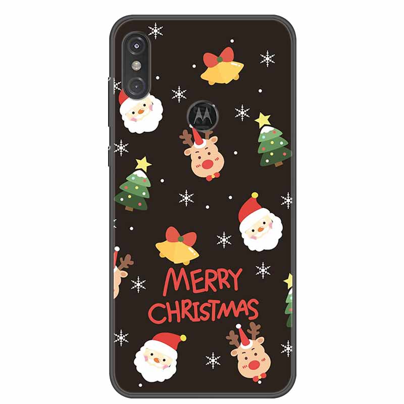For Moto One Vision Case Luxury Silicone TPU Soft Cover Phone Case For Motorola Moto One Action Macro Shockproof Christmas Coque