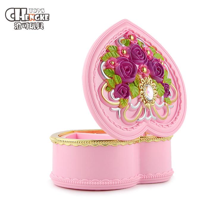 Girl Rose Peach Heart Rotating Music Box Play House Princess Series Toy Birthday Gift
