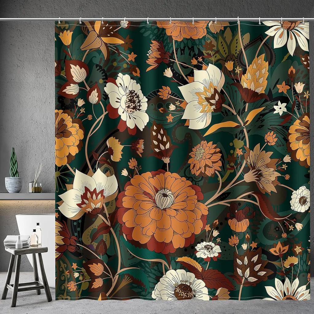 Mandala Bohemian Colorful Floral Shower Curtain Home Decorative Bathtub Shower Curtain, Bathroom Decoration Accessories