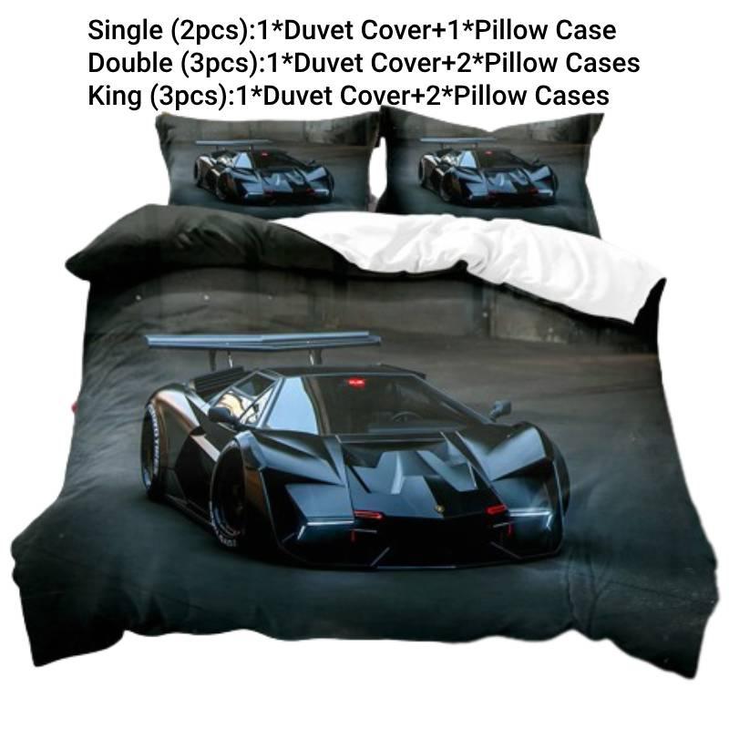 Stilvolles und lebhaftes 3D-digital bedrucktes Supercar-Bettwäscheset Direktverkauf des Herstellers