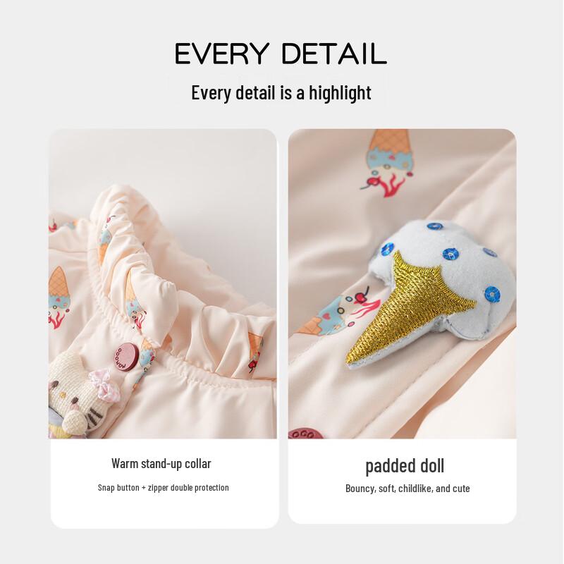 MOMOCO Girls' Winter Plush-Lined Ice Cream Coat