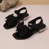 Women Anti-slip Trend Sandals Summer Lightweight Sandals Fashion Beach Casual Slippers Outdoor Bow Tie Home High Heels Shoes