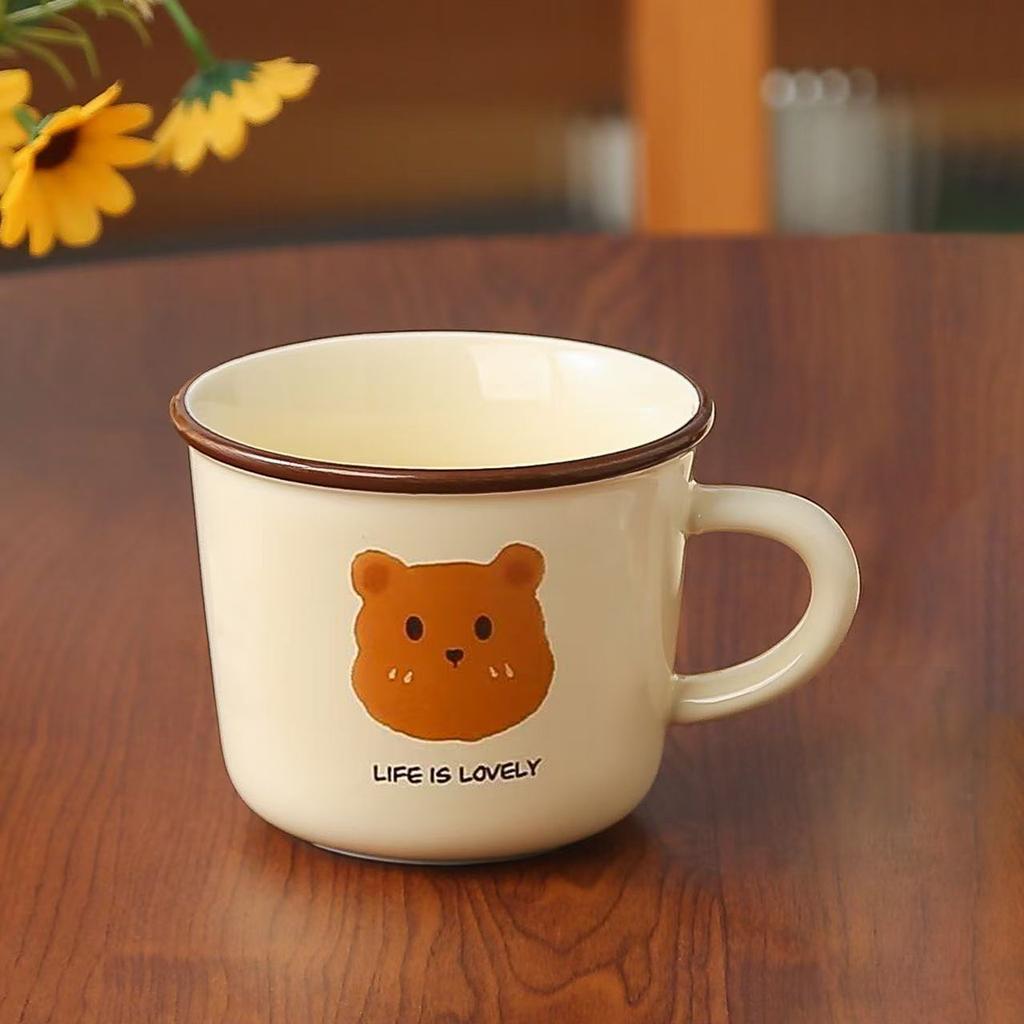 Souvenir Nostalgische Retro Keramiktasse Imitation Emaillebecher mit Deckel Büro und Zuhause Personalisierte Kreative Trinktasse