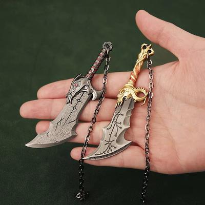 New God of War Weapon Blades of Chaos Kratos Rune Edition Game Peripheral Mini Keychains Metal Model Pendant Birthday Gifts Toys