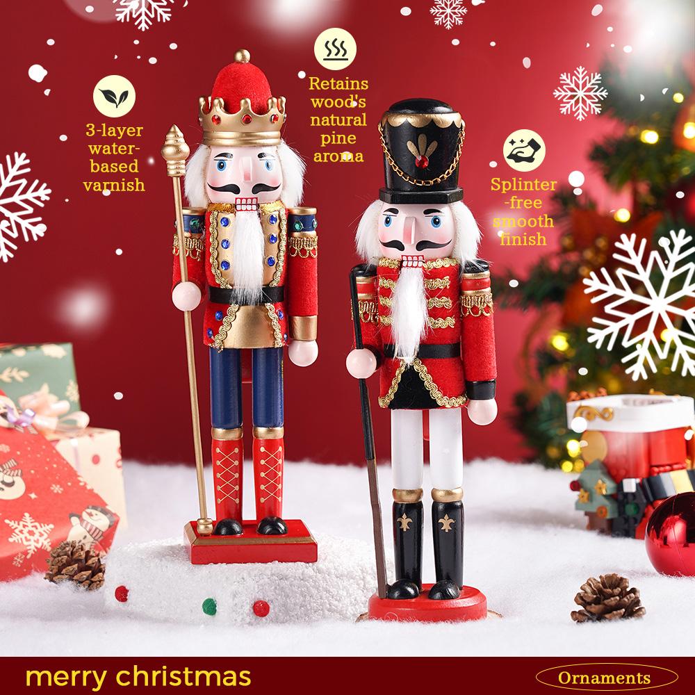 30CM Christmas Nutcracker solid wood wrapped fabric new unique handicraft decorative red  soldier  figure decorative statue gift