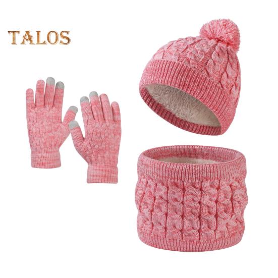 

Детский зимний костюм для девочек и мальчиков, шапка, перчатки, шарф, комплект, теплая шапка, шарф с флисовой подкладкой, перчатки для сенсорного экрана для катания на лыжах, сноуборде, коньках розовый