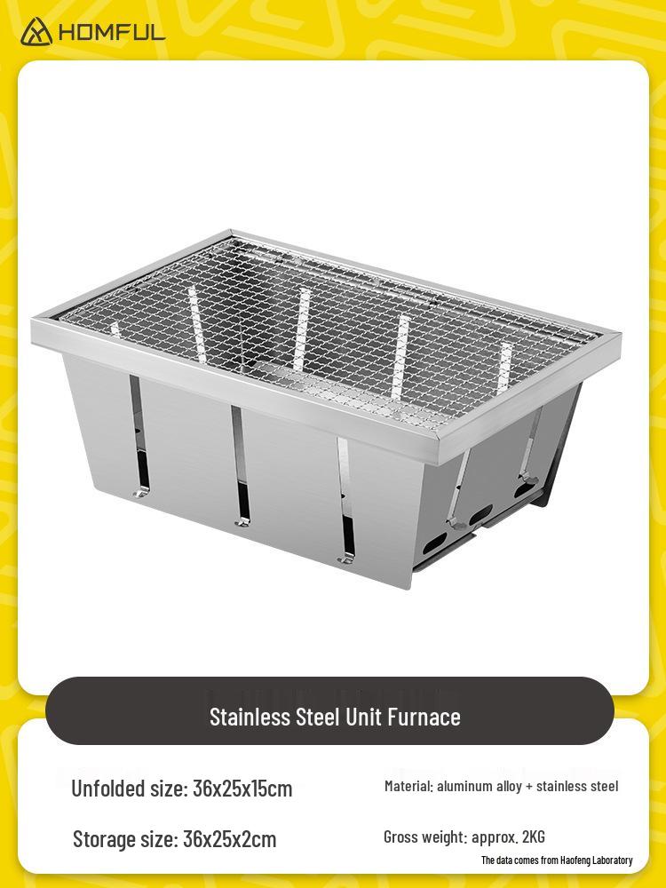 Hao Feng Folding Stainless Steel BBQ and Wood Charcoal Grill Stove