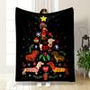 Dachshunds In Festive Outfits Arranged Like a Christmas Tree Pattern. for All Seasons Blanket Lunch Break Throw Gift