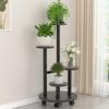 Shixun 5-Tier Steel Wood Flower & Storage Rack with Wheels