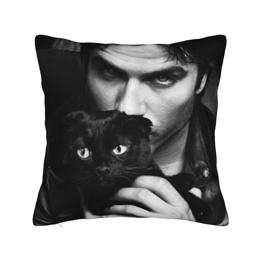 Ian Somerhalder Pillowcase Printed Polyester Cushion Cover Decorations Damon Salvatore Cat Throw Pillow Case Cover
