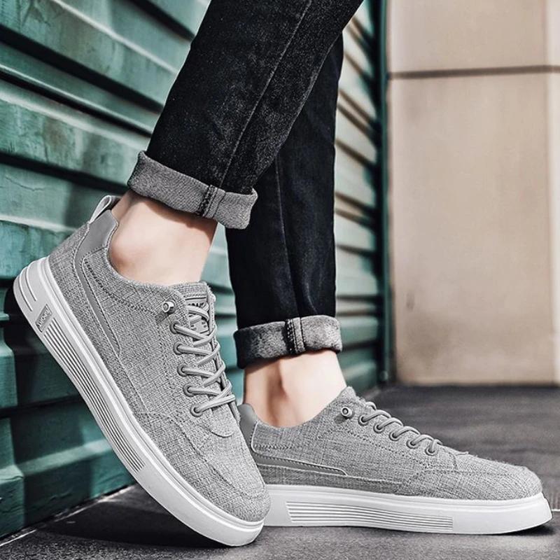Men Leisure Loafers New Canvas Comfortable Breathable Men's Casual Sneakers 2024 Fashion Odor Resistant Mens Tennis Flat Shoes