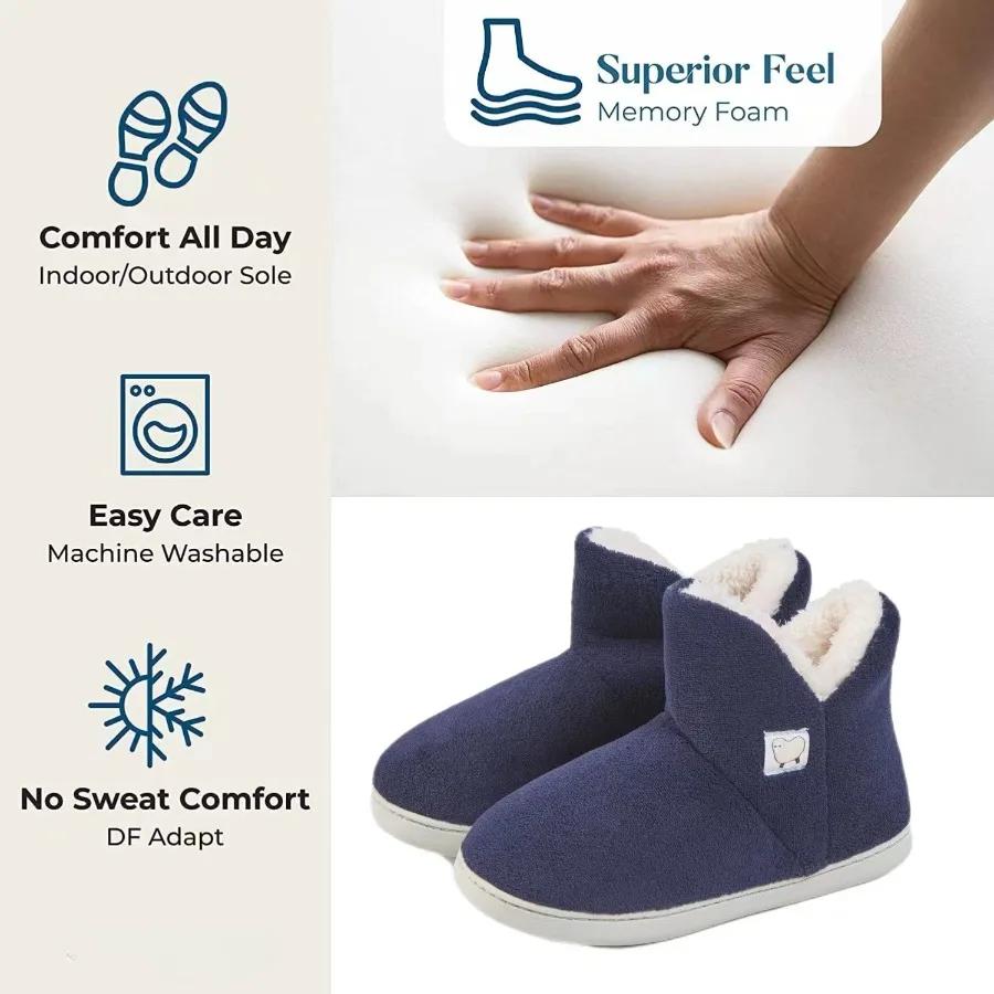 Mode Weiche Dicksohlige High-Top Stiefel mit Samt zum Warmhalten im Winter Memory-Baumwolle Haushalts-Baumwollpantoffeln Sicherheitsschuhe