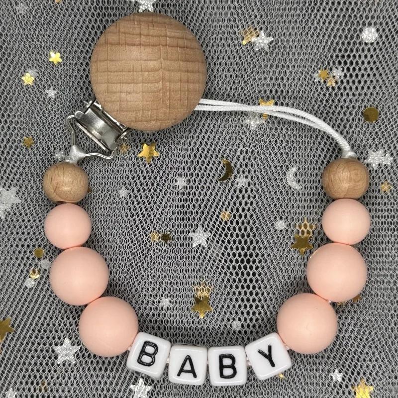 Baby Pacifier Clip Personalised Name Dummy Nipple Holder Chains Newborn Feeding Newborn Custom Pacifiers Clip Chew Teething Toys