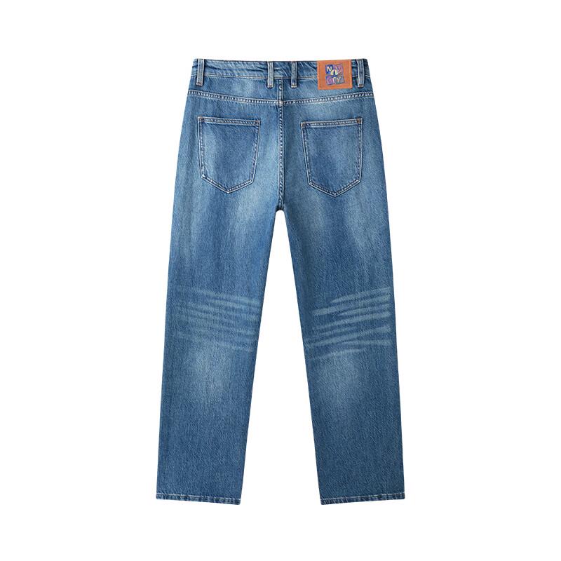 NVG·YOUNG Men's Distressed Tencel Denim Straight-Leg Jeans