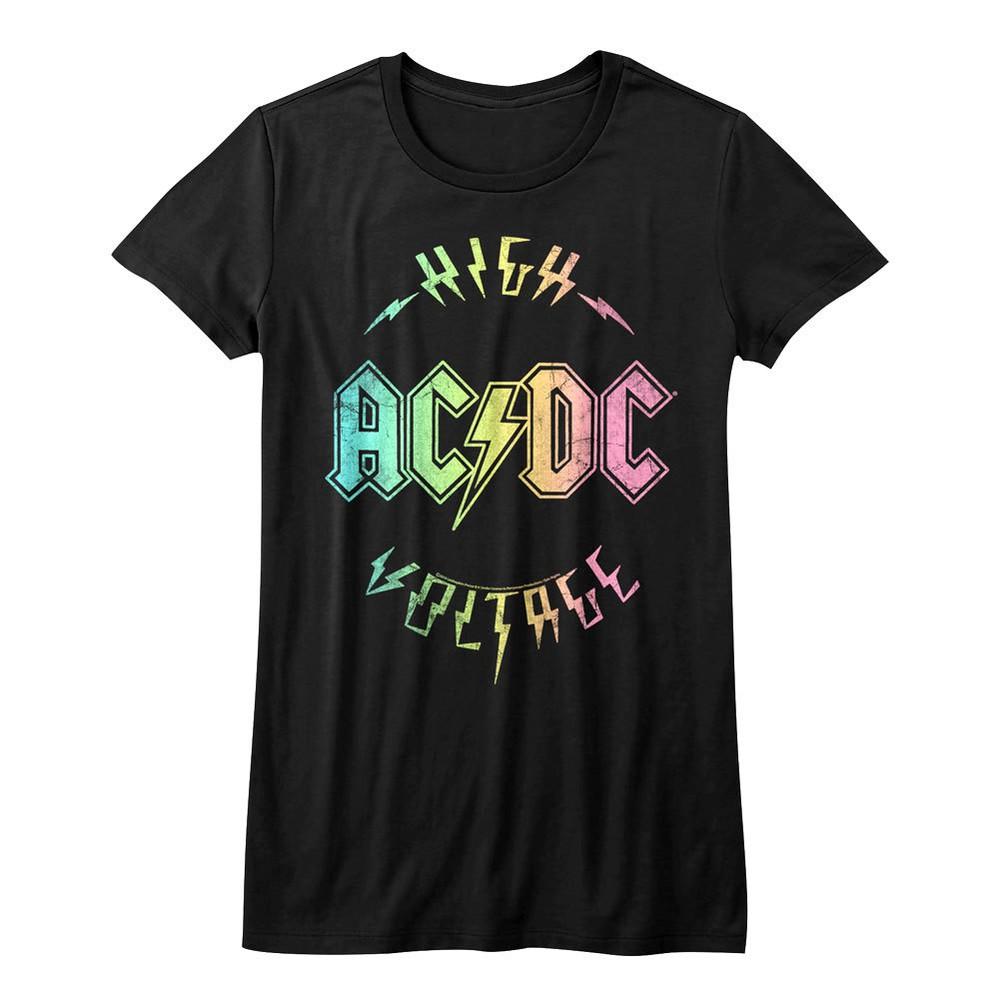 

ACDC High Voltage Rainbow Women s T Shirt Album Cover Metal Rock Band Music Top L