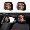 Universal Cartoon Highland Cow Printed Car Headrest Cover Unfilled Washable Easy Install Stylish Auto Interior Decoration