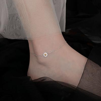 Mode 925 Sterlingsilber Gänseblümchen Blume Charm Armband & Armreif Fußkettchen Für Frauen Hochzeitsschmuck Accessoires A164