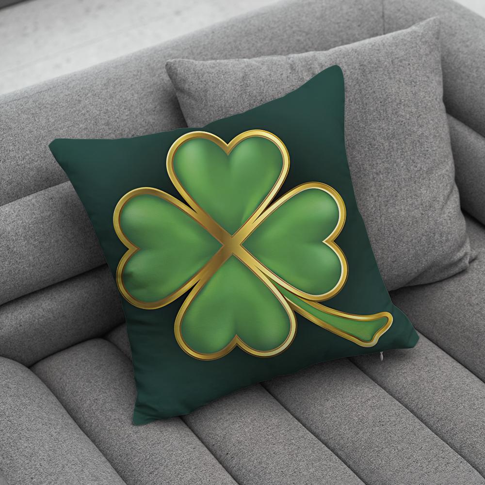 Lucky Four Leaf Clover Pillow Case Soft Cushion Cases for Farmhouse Sofa Decor Home Decorations and Protector