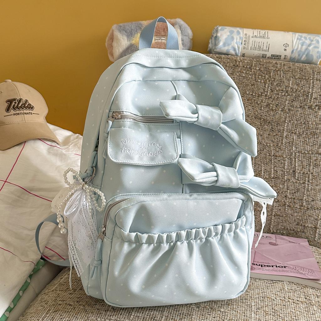 Schoolbag1011 new Korean ins schoolbag junior high school high school girls college students high value backpack bow backpack