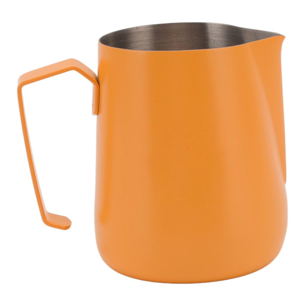 450ml Milk Frothing Pitcher 304 Stainless Steel Steaming Pitcher Milk Frother Pitcher for Coffee Shop Home Orange