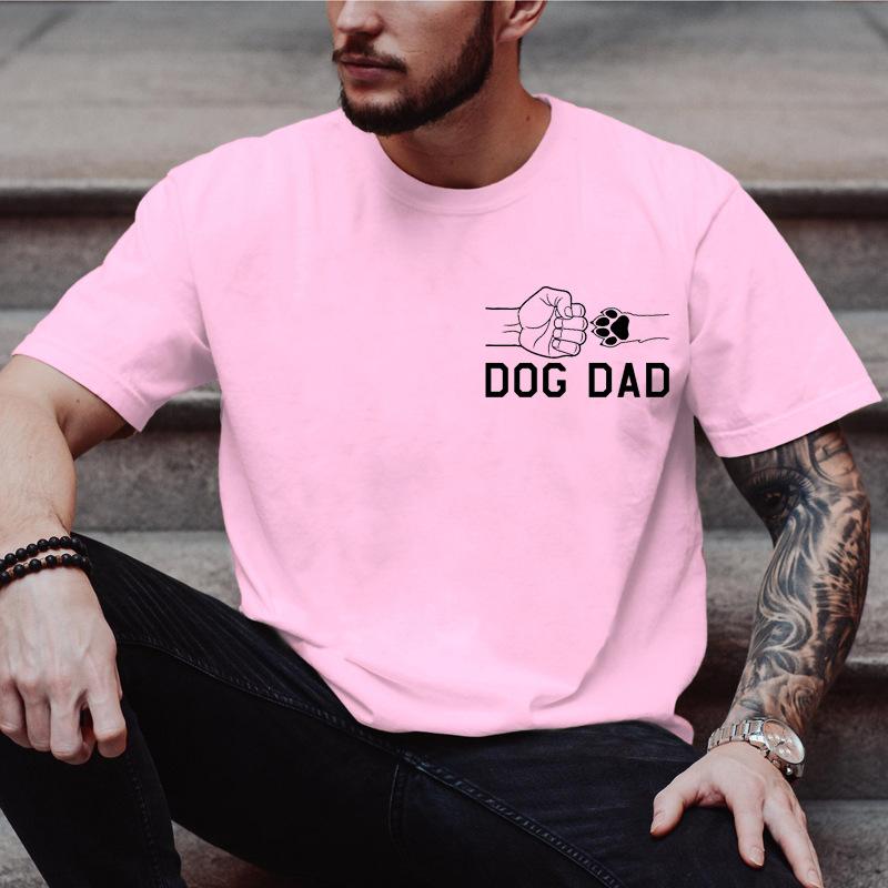 Unisex Crew Neck Dog Dad Paw Fist Graphic Short Sleeve Cotton Tee Casual Summer Streetwear Loose Basic Daily Outdoor Wear Top