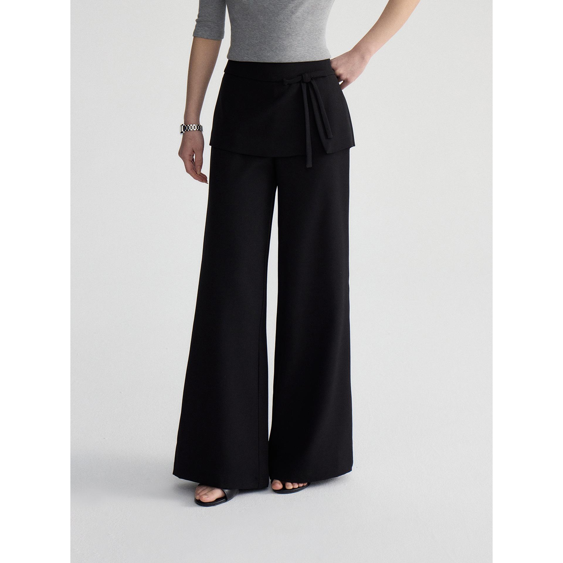 

Ge Ming High-Waist Bow Knot Wide Leg Pants for Women - Spring Casual Style N0054D M (110-125) чорний