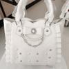 Japanese Sweet Cute Tote Bag Women Bow Pearl Rhinestone Crossbody Bag Ladies Lace Girl Kawaii Elegant Shoulder Bags Chic