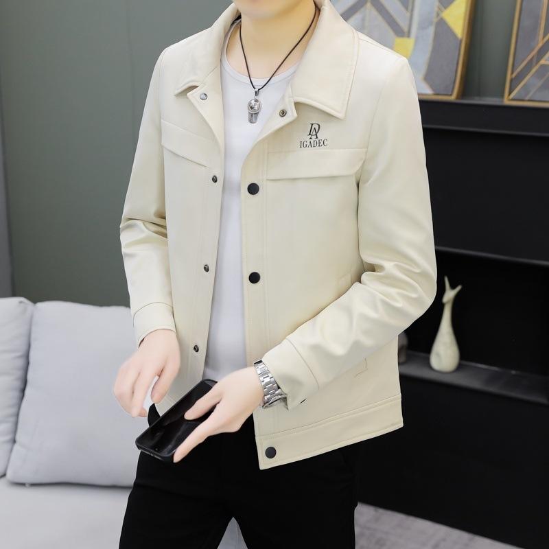 New Coat Men's Spring and Autumn Trendy Slim Korean Style Handsome Lapel Jacket Simple and Versatile Casual
