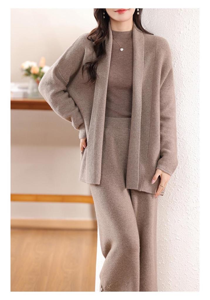 Korean Style Wool Knit V-Neck Cardigan - Loose Fit, Autumn/Winter Retro Sweater