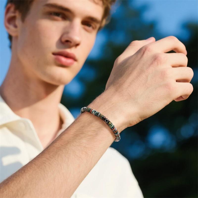 Healing Crystal Bracelets Abacus Bead Flat Beaded Bracelets for Men Women Adjustable Natural Stone Bracelets for Father Son