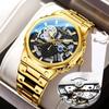 Fashion Skeleton Watch Automatic Waterproof Watches Luminous Mens Watch Stainless Steel Strap