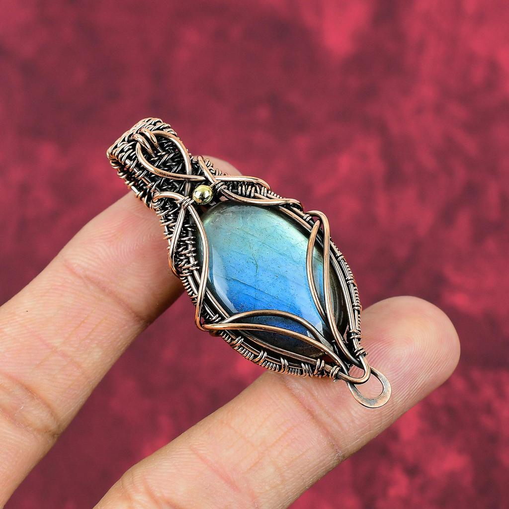 Labradorite Pendant Copper Wire Wrapped Handmade Jewelry Gemstone Pendant Natural Labradorite Jewelry Copper Wire Wrap Pendant Gifts For Her