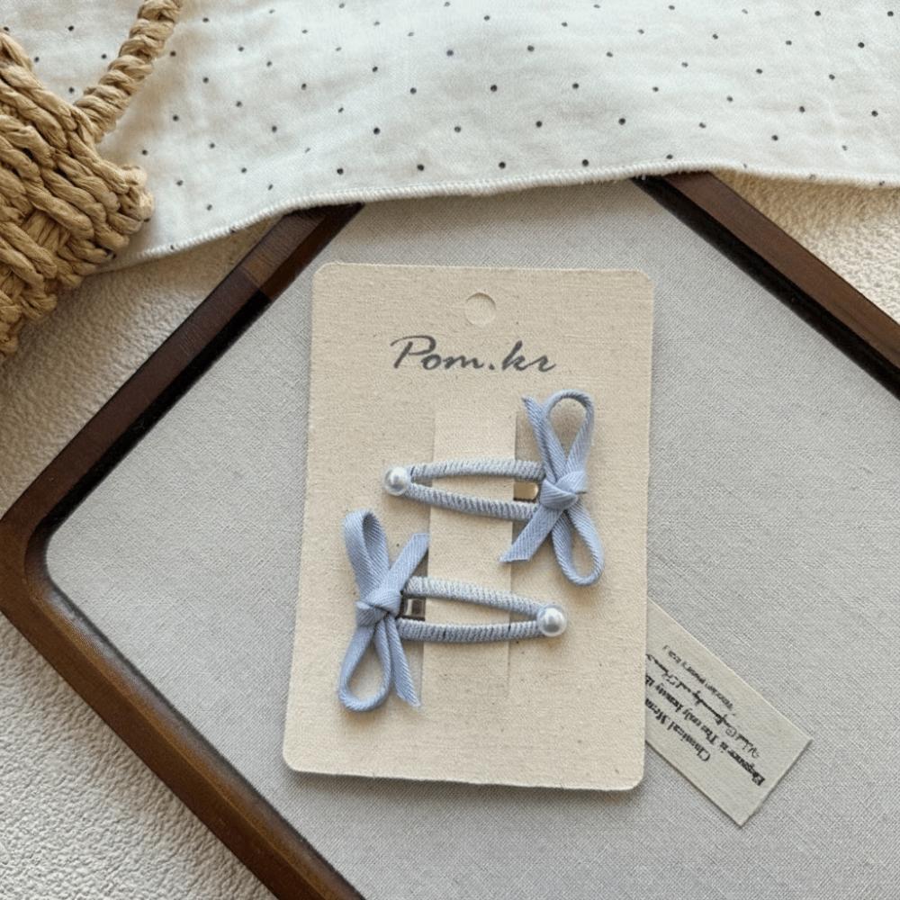 2pcs/set with Bow Design Bow Hair Clips Pearl Side Part Bangs Hairpins New BB Snap Clips for Girls