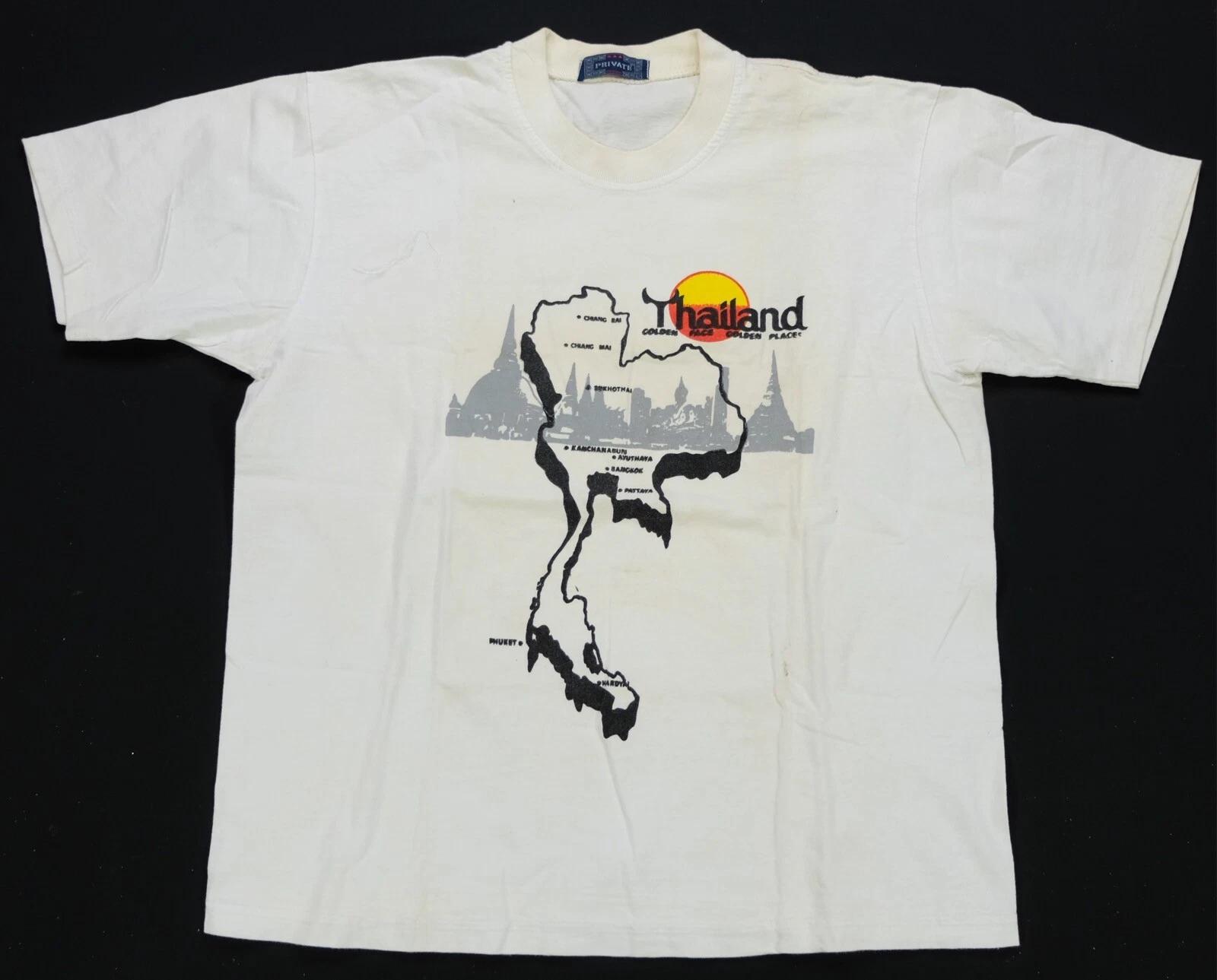 Rare Vintage PRIVATE Thailand Golden Face Golden Places T Shirt 90s White SZ 42 3XL
