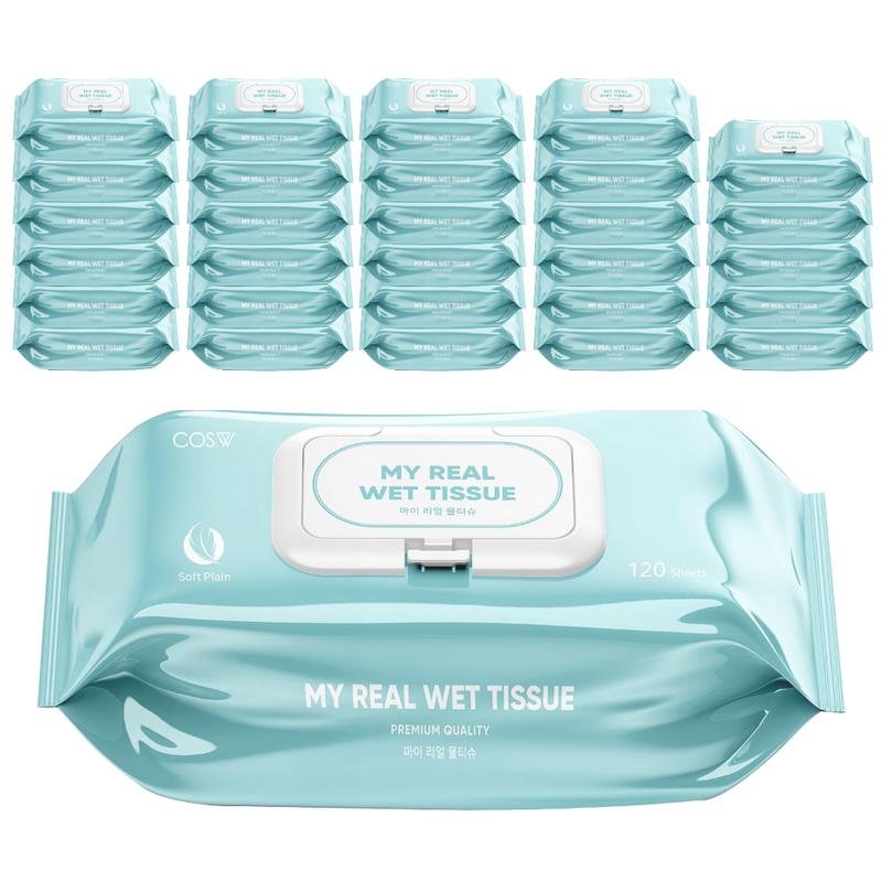 CosW My Real Wet Wipes Cap Type, 43g, 120 Pcs, 30 Pcs